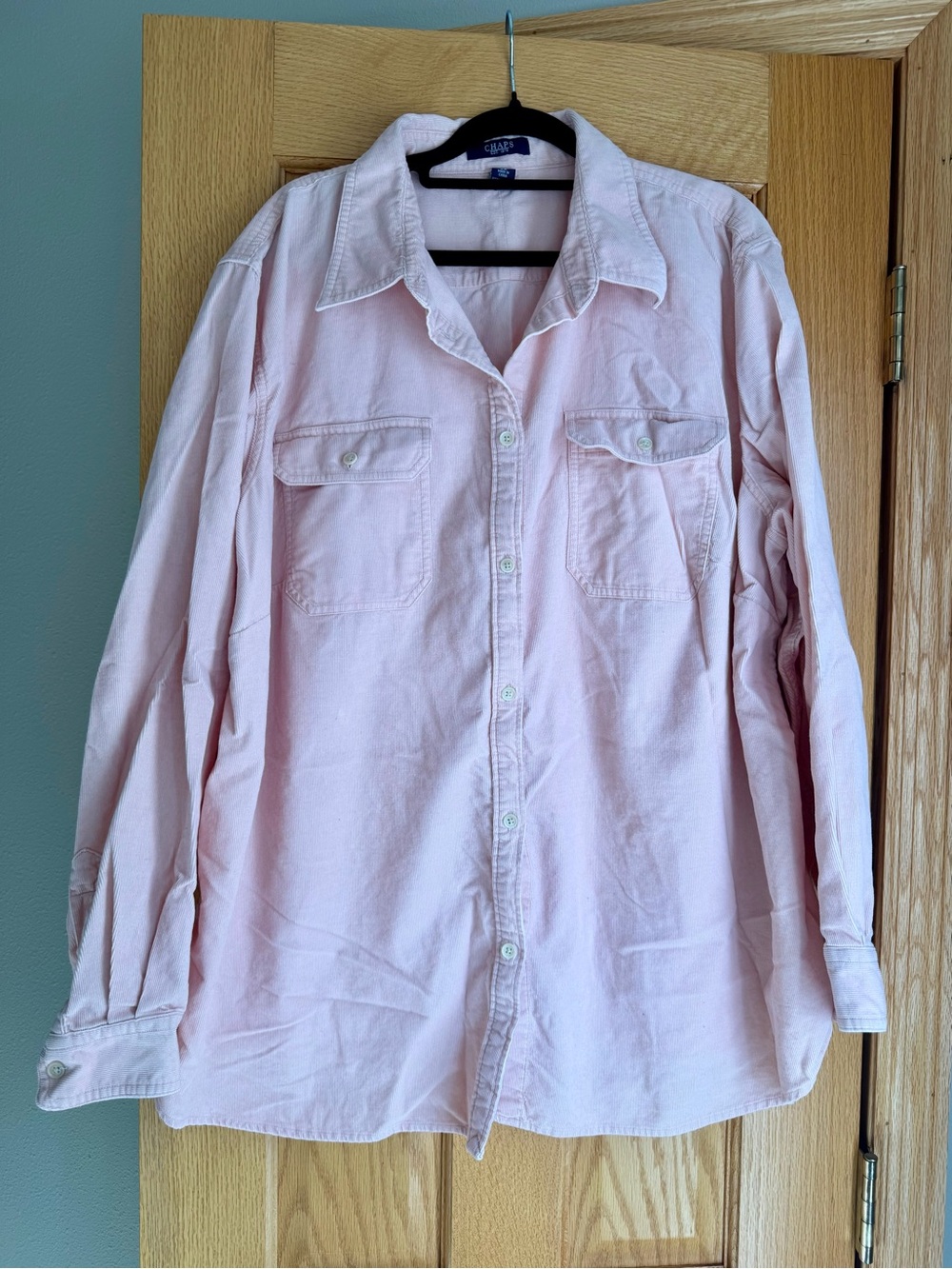 Chaps Plus Size 3X Pink Corduroy Button Down Shirt 100% Cotton Utility Shacket